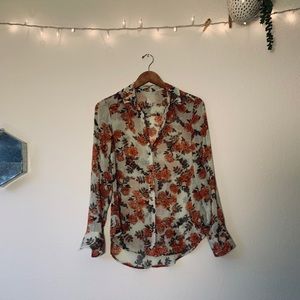 Button up, flowered shirt